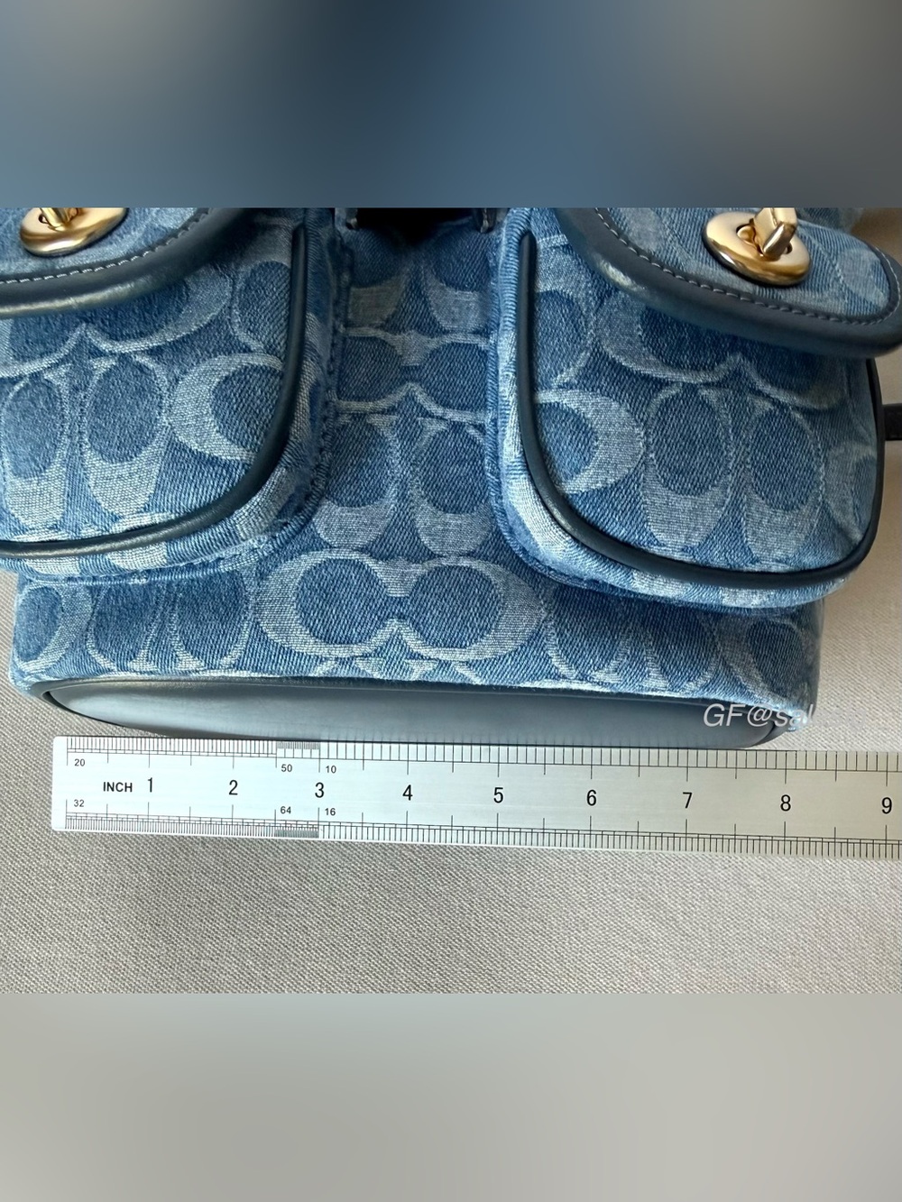NWT Coach Hadley Backpack Signature blue Denim  /Gold hardware Gift Set - Picture 11 of 16